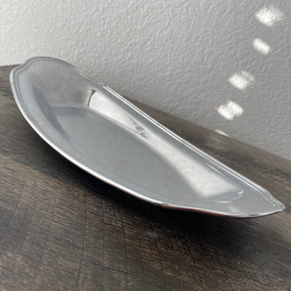 Vintage Irvinware Chrome Metal Oval Serving Tray